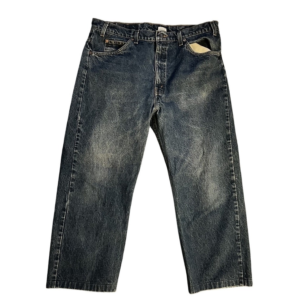 VTG Levi's 505 Jeans Mens 38x22 Capris Orange Tab 90s Workwear‎